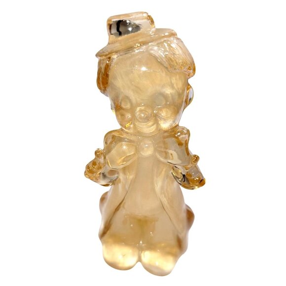 Vintage Boyd Art Glass Chuckles Clown Figurine Pink Slag Glass 3.75" UV Glow - Picture 2 of 9